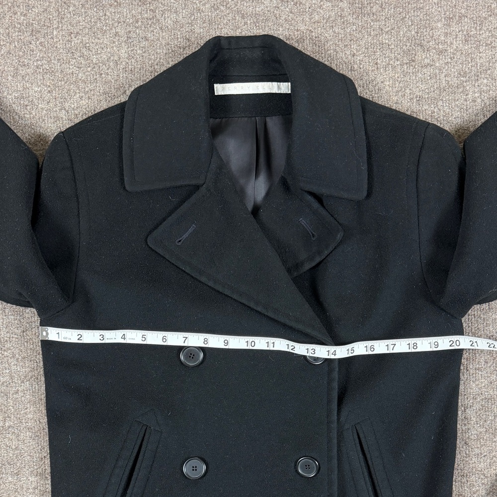 Vintage Perry Ellis Black Double Breasted Pea Coat Womens 4 Preppy Winter Jacket - Picture 13 of 14